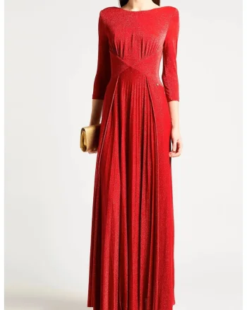 Rochie maxi dama  cu efect glitter JF3041J1923 XS INTL Rosu