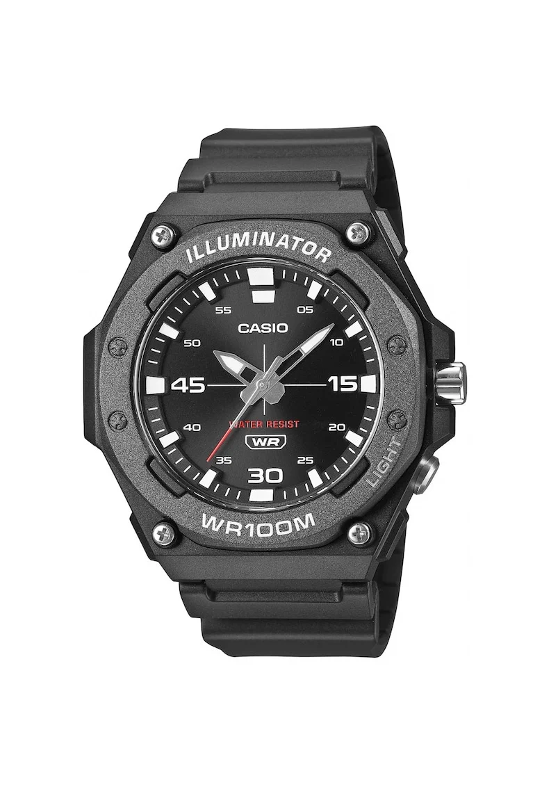Ceas barbatesc  MW-620H-1AVDF, rezistent la apa 10 BAR, iluminare LED, negru, 46mm, set cu cutie