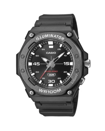 Ceas barbatesc  MW-620H-1AVDF, rezistent la apa 10 BAR, iluminare LED, negru, 46mm, set cu cutie