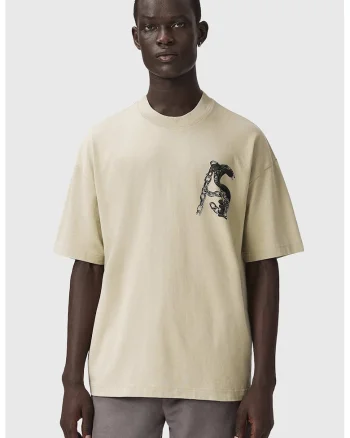 Tricou supradimensionat de bumbac organic Linx, Negru/Bej