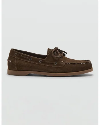 Pantofi boat de piele intoarsa, Maro pamantiu