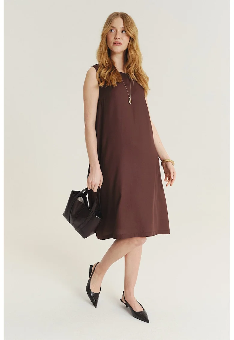 Rochie midi lejera, Maro cognac