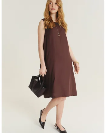 Rochie midi lejera, Maro cognac