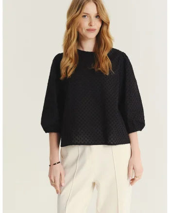 Bluza lejera cu maneci 3/4, Negru