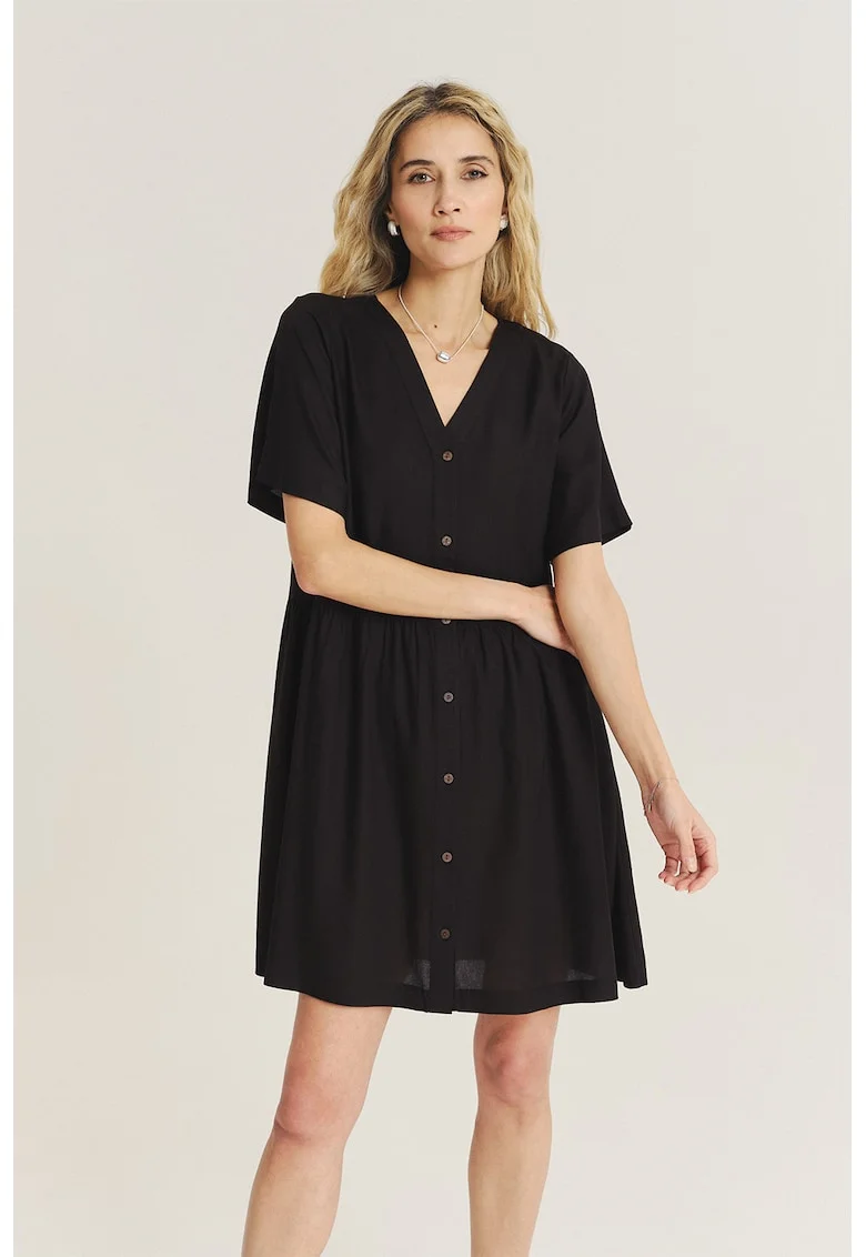 Rochie lejera cu decolteu in V, Negru