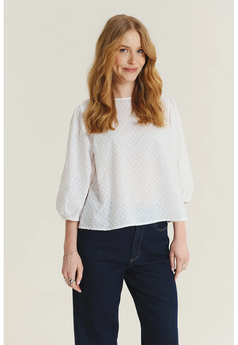Bluza lejera cu maneci 3/4, Alb