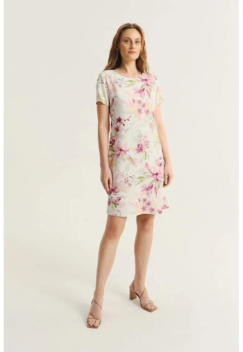 Rochie cambrata din amestec de in, Multicolor