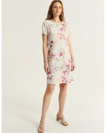 Rochie cambrata din amestec de in, Multicolor