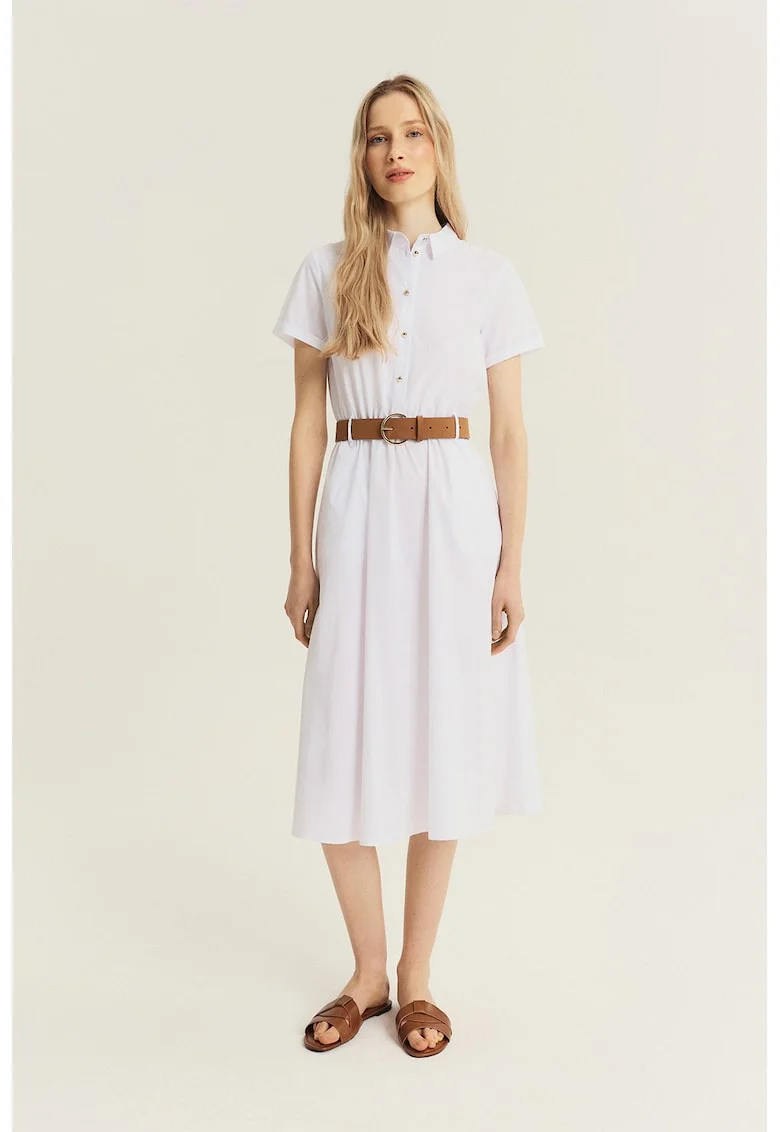 Rochie midi cu o curea, Alb