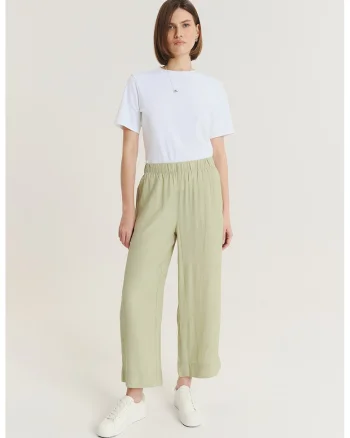 Pantaloni vaporosi cu croiala ampla, Verde masliniu deschis