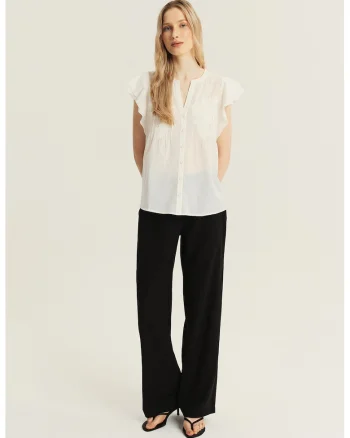 Pantaloni din amestec de in, Negru