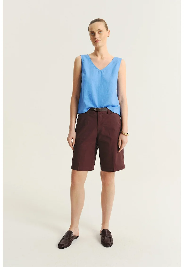 Pantaloni scurti chino cu talie medie, Maro cognac