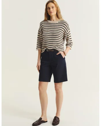 Pantaloni scurti chino cu talie medie, Albastru ultramarin