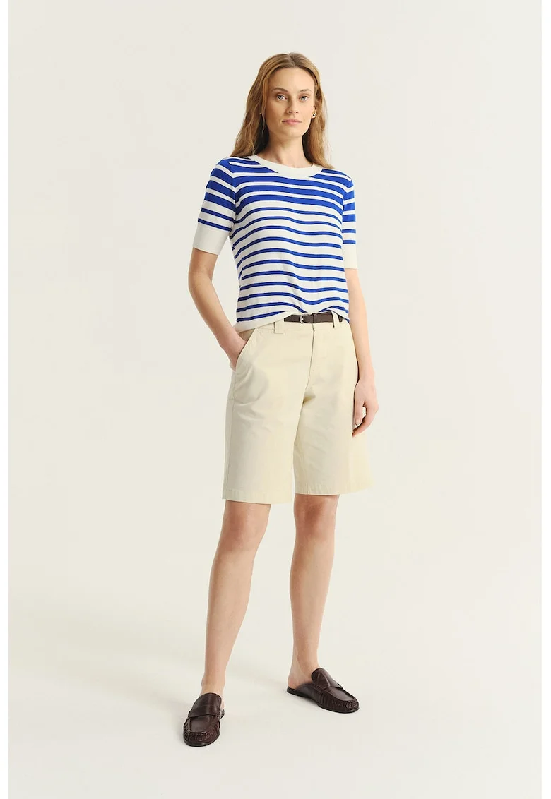 Pantaloni scurti chino cu talie medie, Crem