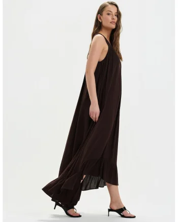 Rochie texturata asimetrica, Maro inchis