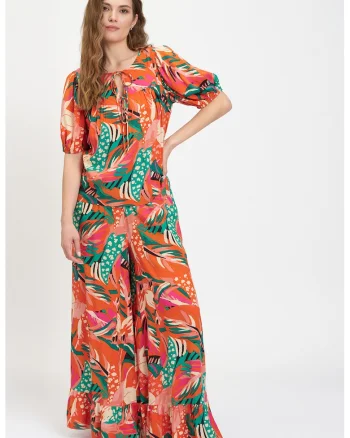 Bluza vaporoasa cu model, Multicolor