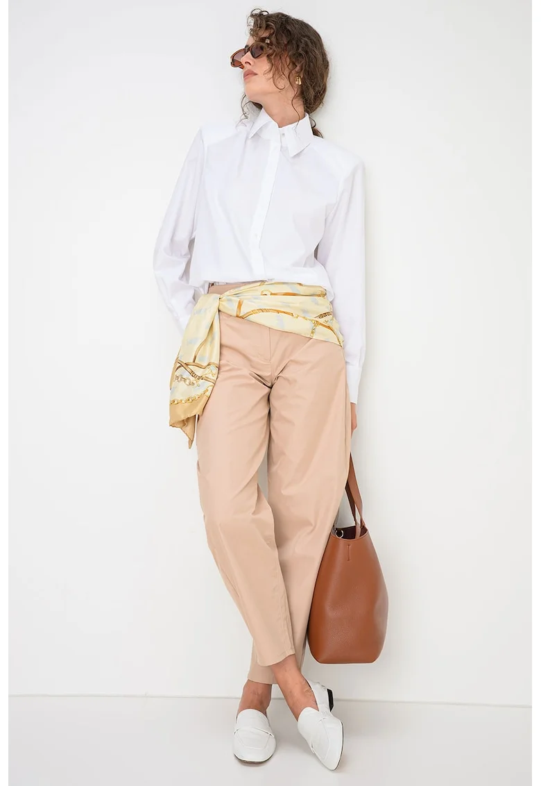 Pantaloni chino cu croiala barrel Ikon, Bej