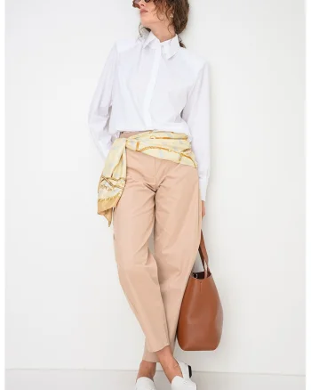 Pantaloni chino cu croiala barrel Ikon, Bej