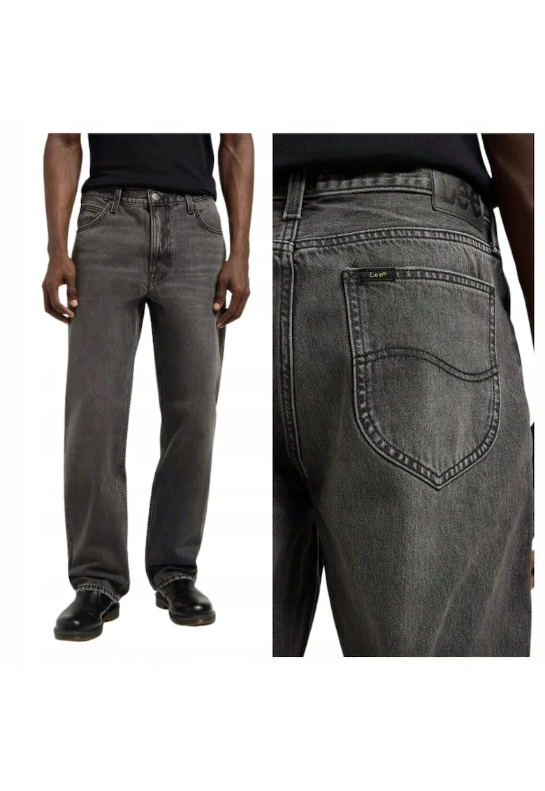 Blugi Barbati,  Negru, Asher, Material 100% Bumbac, Croiala Loose Fit, Inchidere Fermoar, Numar Buzunare 5, Negru
