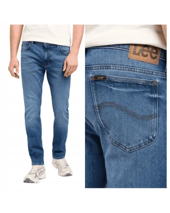 Blugi mulati pentru barbati,  Albastru, Model Rider, Croiala stransa Slim fit cu picioare modern ingustate, Talie medie standard, Inchidere cu fermoar metalic rezistent, Albastru