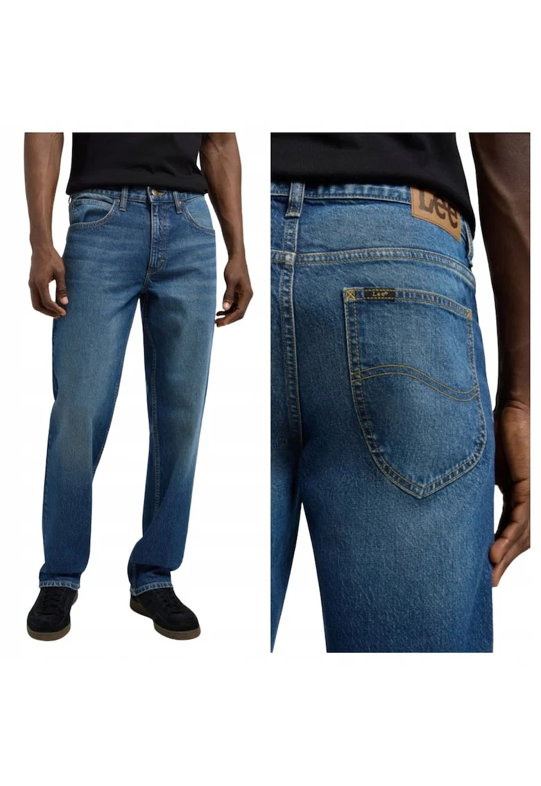 Blugi Barbati,  Style West Deacon, Albastru, Slim Fit, Bumbac, Design Clasic Casual, Ideal Pentru Uz Zilnic, Lungi, Albastru