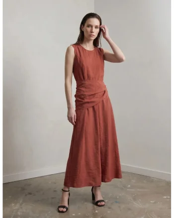 Rochie Midi Femei  A-line, rosu, 100% lyocell