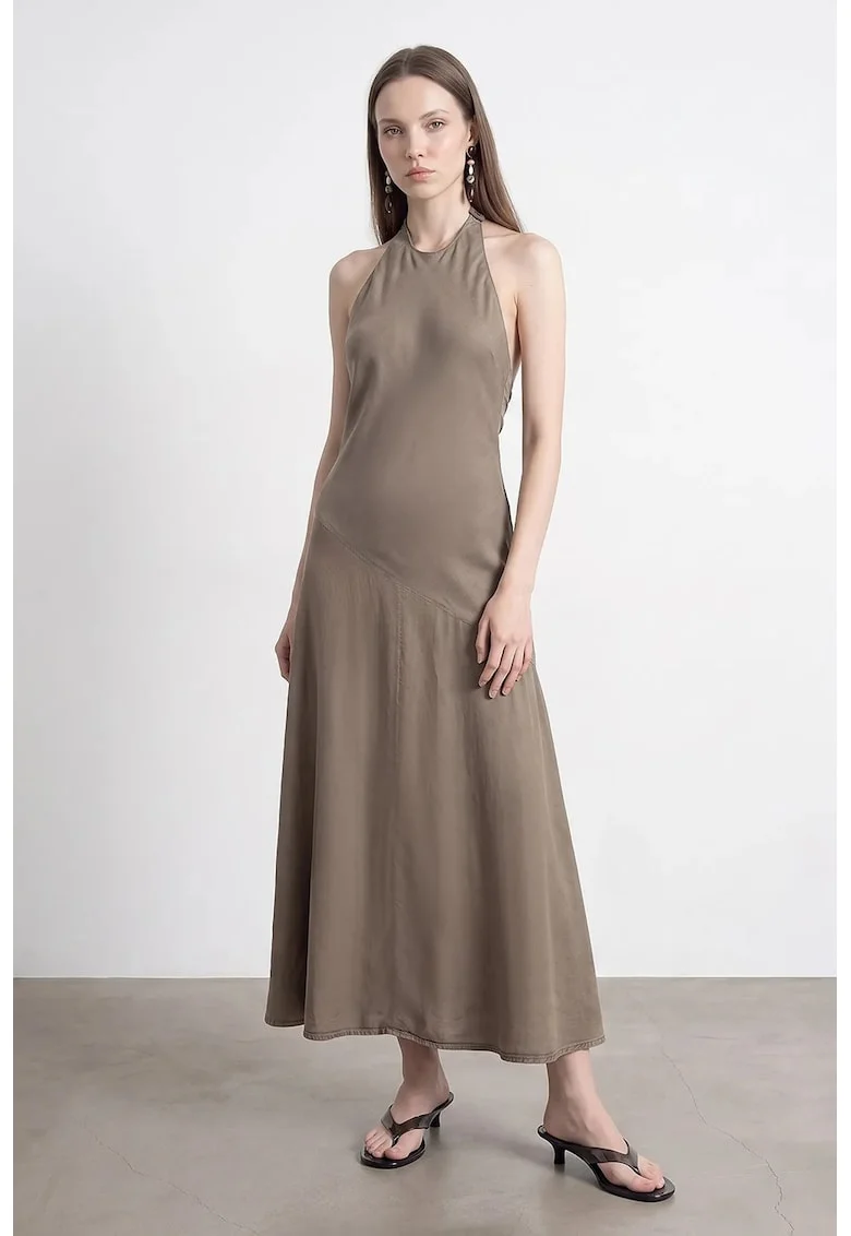 Rochie Maxi,  Tencel, drapaj, Kaki, casual