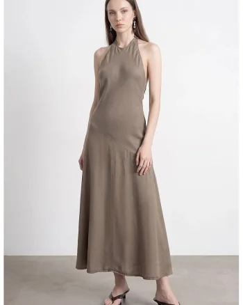 Rochie Maxi,  Tencel, drapaj, Kaki, casual