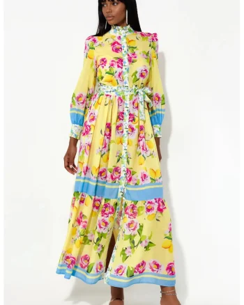 Rochie Maxi,  Floral, Multicolor, Poliester cu Lycra, Casual