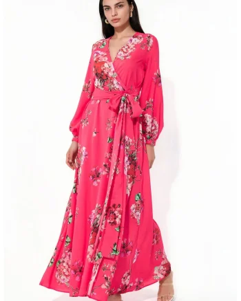 Rochie Midi,  petrecuta, floral, multicolor, poplin,