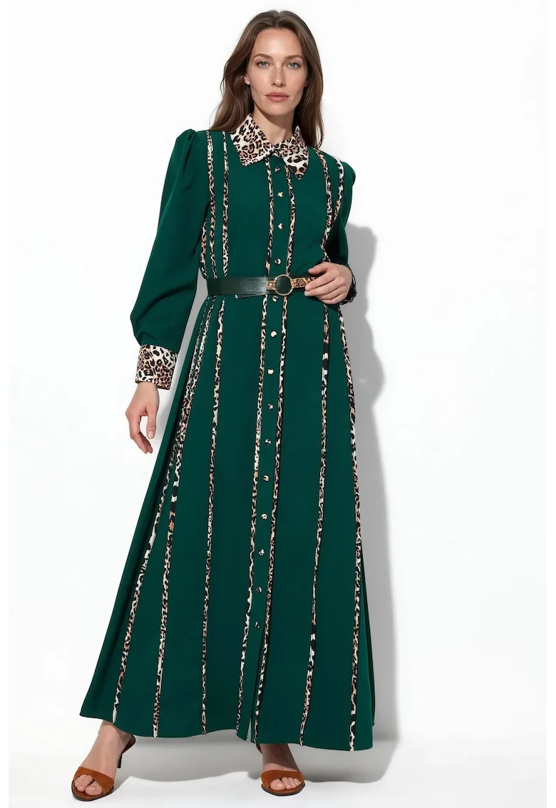 Rochie maxi,  casual, maneci lungi, negru, poliester cu lycra,