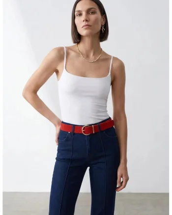 Bluza dama,  slim fit, decolteu patrat, alb, tricot subtire