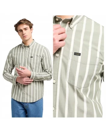 Camasa Pentru Barbati, Verde, Button Down, Material 100% Bumbac, Croiala Regular Fit, Inchidere Nasturi, Verde
