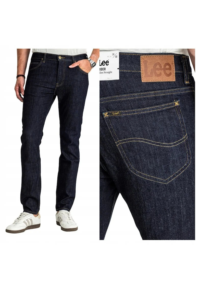 Blugi Barbati,  Rider, Slim Fit, Talie Medie, Fermoar, Lungi, 5 Buzunare, Bumbac, Albastru