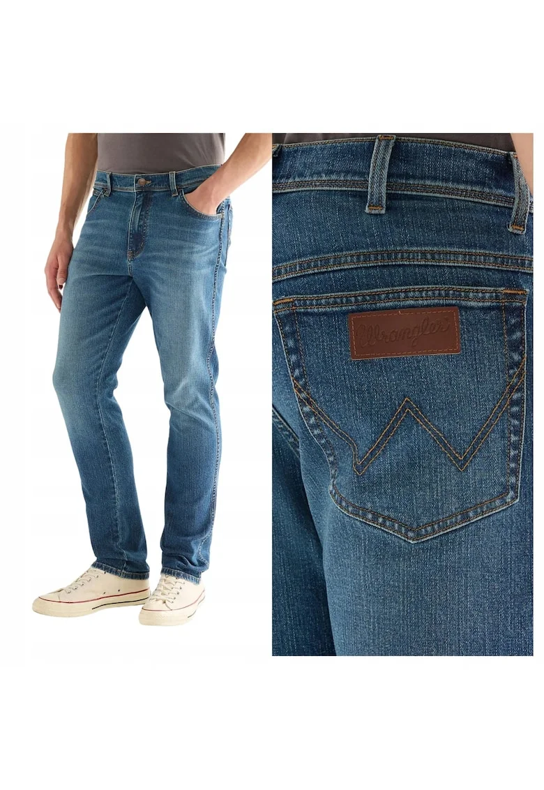 Blugi Barbati,  Texas Slim, Albastru, Bumbac, 5 Buzunare, Fermoar, Albastru