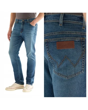 Blugi Barbati,  Texas Slim, Albastru, Bumbac, 5 Buzunare, Fermoar, Albastru