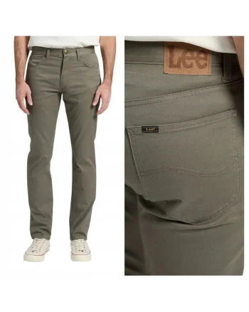 Pantaloni Barbati, Verde, Daren, Croiala Straight Fit, Model Drept Regular, Talie Joasa, Verde masliniu