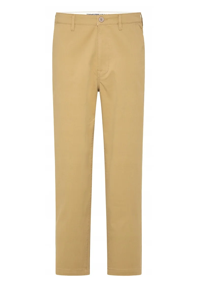 Pantaloni Barbati,  Chino, Lungi, Straight Fit, Talie Medie, 5 Buzunare, Fermoar, Bumbac, Bej