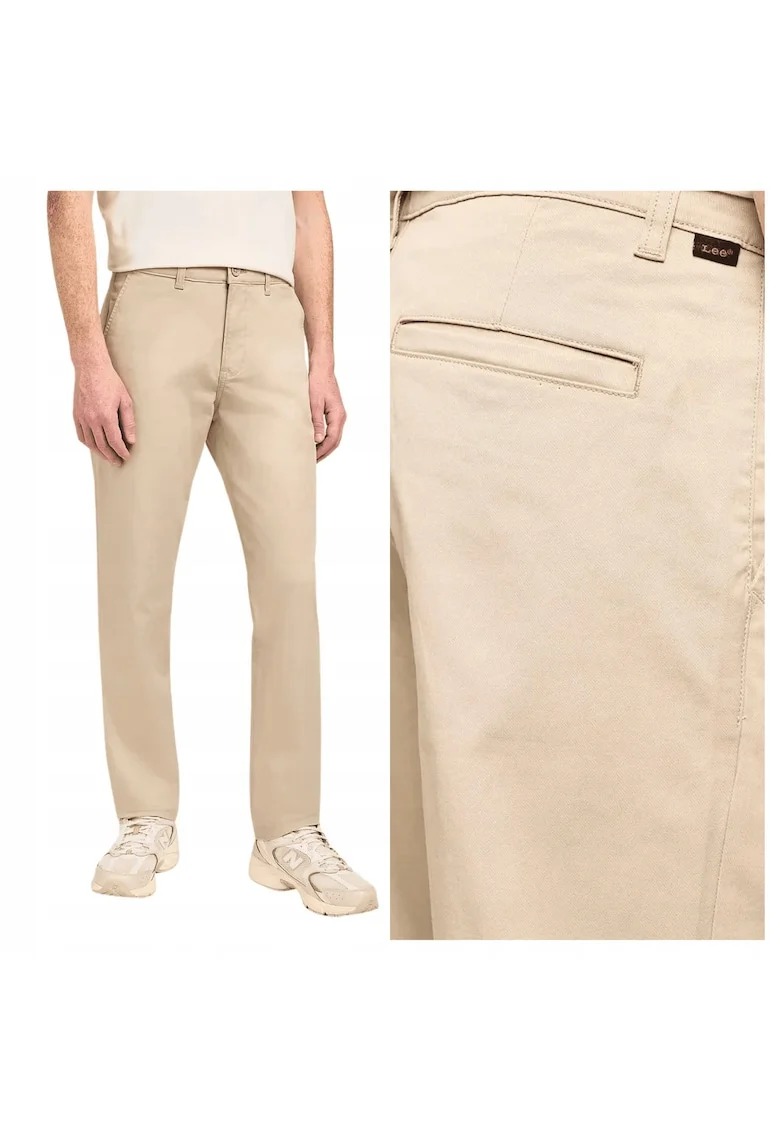 Pantaloni chino cu talie medie, Bej