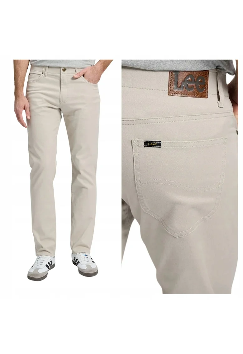 Pantaloni Barbati, Bej, Chino Slim, Croiala Slim Fit, Model Conic Ajustat, Talie Medie, Bej