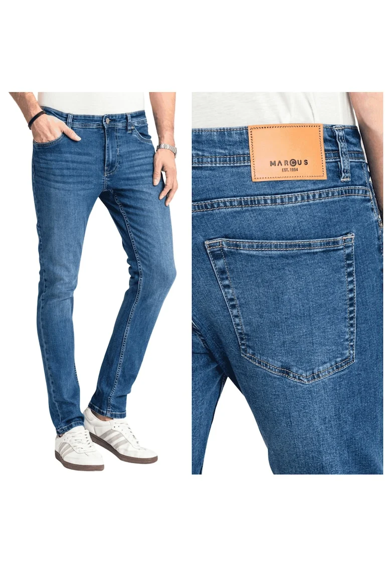 Blugi Barbati,  Felix, Straight Fit, Talie Medie, 100% Bumbac, Fermoar, Lungi, 5 Buzunare