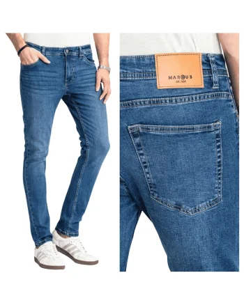 Blugi Barbati,  Felix, Straight Fit, Talie Medie, 100% Bumbac, Fermoar, Lungi, 5 Buzunare