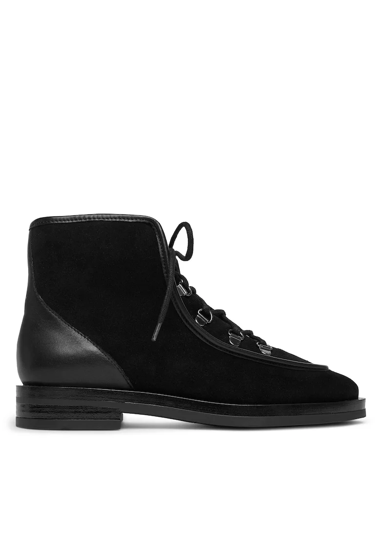 Ghete dama  Roe, negre, velur, piele naturala