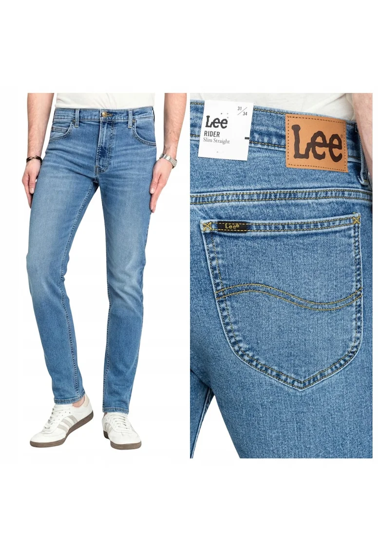 Pantaloni Jeans,  Rider, Croi Slim Fit, Stil Conici, Ajustati, Inaltimea Taliei Medie, Albastru
