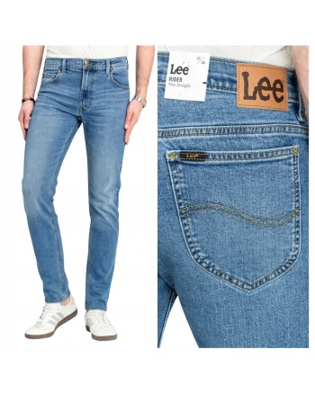 Pantaloni Jeans,  Rider, Croi Slim Fit, Stil Conici, Ajustati, Inaltimea Taliei Medie, Albastru