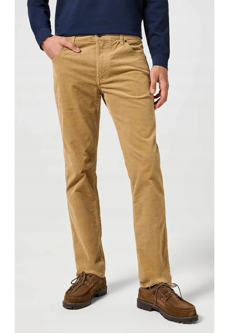 Blugi Barbati,  Greensboro, Straight Fit, Talie Joasa, 5 Buzunare, Fermoar, Lungi, Bumbac, Maro, Maro