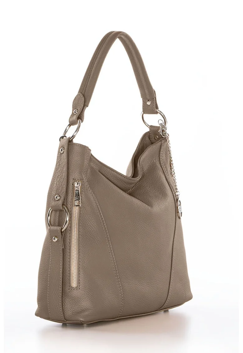 Geanta hobo de piele cu aspect texturat Castello, Maro deschis