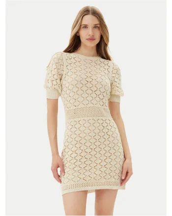 Rochie tricotata,  bej, Bej