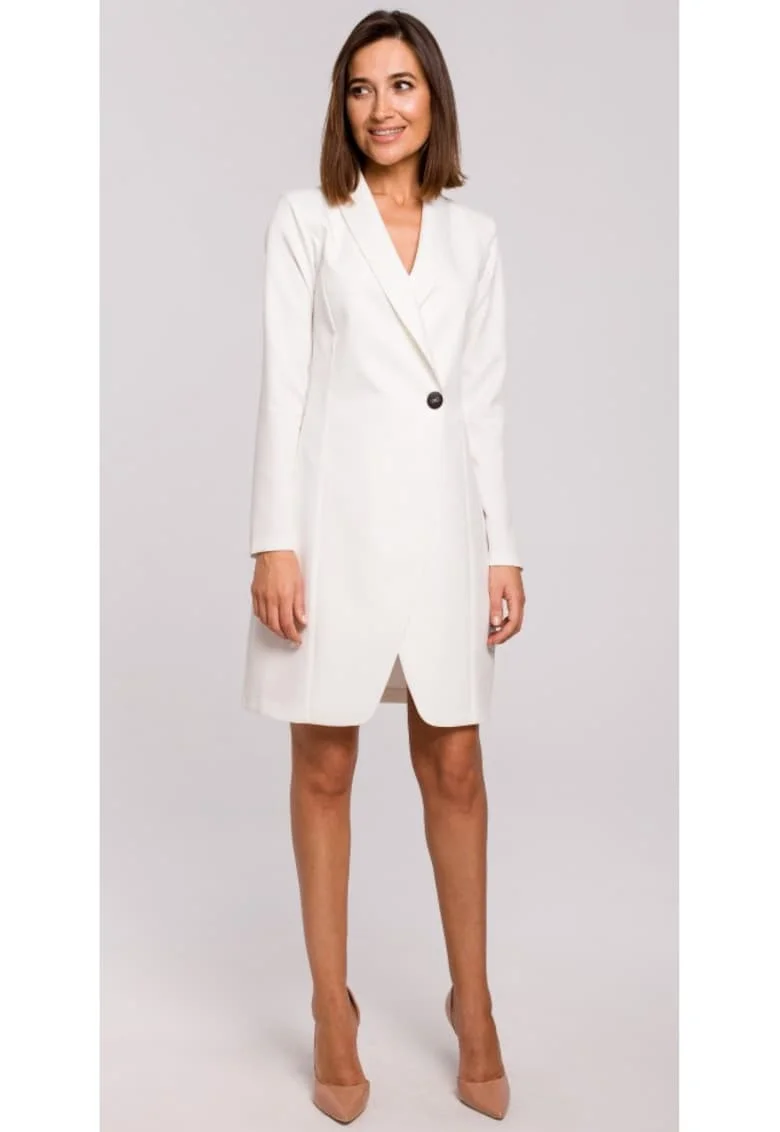 Rochie blazer, Style, Poliester, Alb
