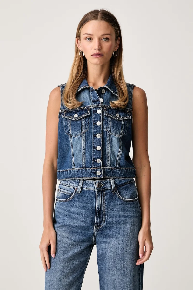 Guess vestă pentru femei din denim JILL